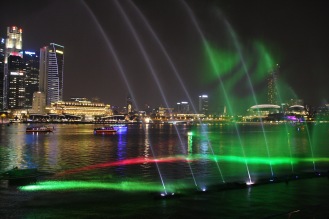 Light show as viewed from Marina Bay Sands